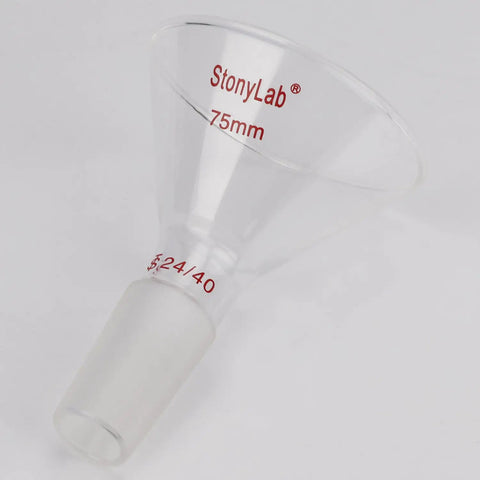 Beefy Oblique Offset Glass Funnel with 60 Degree Angle, 75mm Borosilicate Powder Funnel with 24 40 Joint for Lab Use