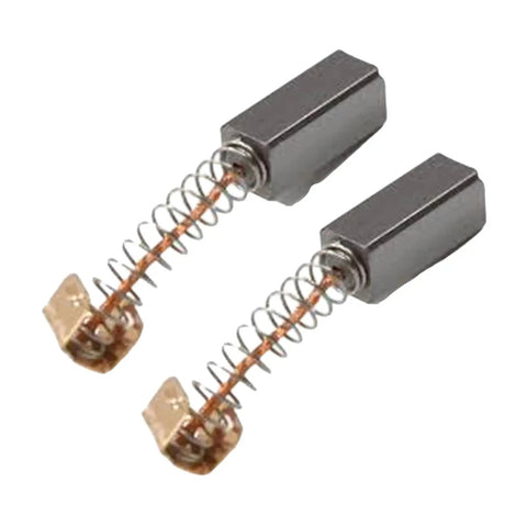 Pro Grade Scroll Saw Replacement Brush Set for DW788 2 Pack 286346-00-2PK, angled view of two metal and carbon brushes with springs
