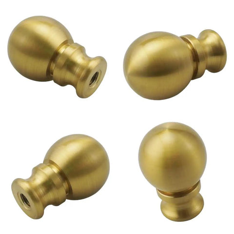 Two Piece Antique Brass Lamp Finials Set For Lamp Shade Nut Screw Cap Metal Knob Topper Decorative Replacement DIY Table Or Floor Light Harp Adapter Kit