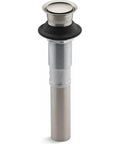 Clicker Drain Without Overflow For Bathroom Sink Solid Brass Construction One And A Quarter Inch Connection Sleek Fluid Lines Durable Easy To Clean Replacement Drain Assembly