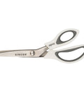 ProSeries 9 Inch Pinking Shears With No Fray Zigzag Edge Heavy Duty Stainless Steel Blades White Soft Grip Handle For Easy Pain-Free Fabric Cutting And Fray-Free Seams, side view