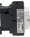 Built Tough Three Pole 30 Amp AC Contactor With 110 120V Coil, side view showing DIN rail mount, normally open and closed contacts.