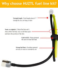HUZTL fuel line kit with black and yellow lines, universal fit grommet, 8.7-inch length, durable material