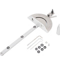 Heavy Duty Universal Miter Gauge For Table Saw And Router Table With 27 Dead On Precise Stops And 120 Degree Slick Cutting Range, stainless steel design.