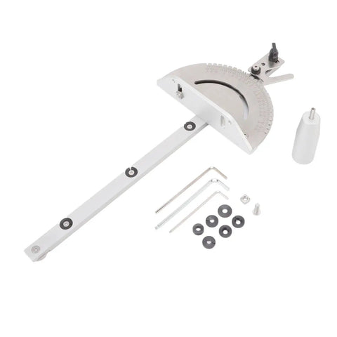 Heavy Duty Universal Miter Gauge For Table Saw And Router Table With 27 Dead On Precise Stops And 120 Degree Slick Cutting Range, stainless steel design.