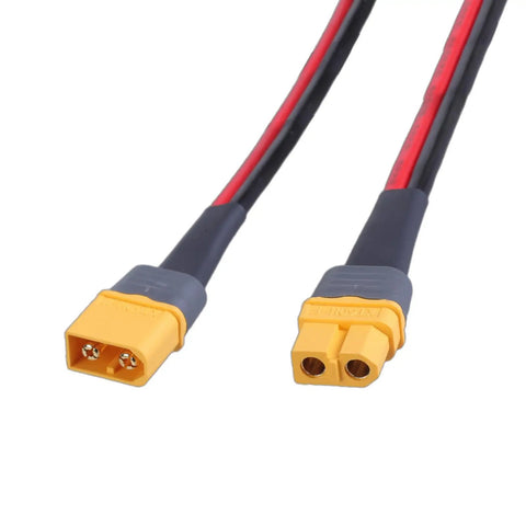 Top Shelf Heavy Duty Male To Female Extension Cord Pure Copper Core Delivers Rock Solid Contacts For Rc Rigs And Battery Packs At 12Awg 16 Feet Long, showing male and female connectors with black and red wiring.