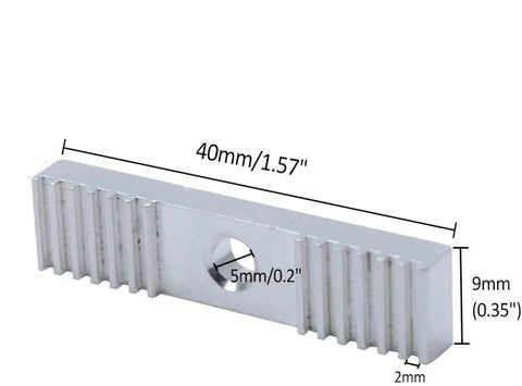 GT2 Timing Belt Aluminum Gear Clamp Mount Block 9x40mm with dimensions for 6mm belts