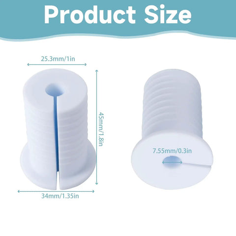 Dimensions of Six Pack 1 Inch Wall Hole Cable Grommet Kit For Satellite Internet Cables, white silicone grommets, 25.3mm x 45mm