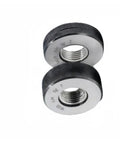 Two Left Metric Fine Tooth Thread Ring Gauges for Internal Threads, made from GR15 Bearing Steel with 58 to 65 HRC hardness.