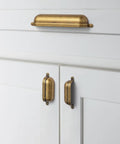 Antique Brass Cup Drawer Pulls For Cabinets Zinc Alloy 3 Inch Hole Center Bin Cup Pulls 6 Pack Cabinet Handles Installed