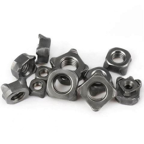 Heavy Duty Carbon Steel Square Welding Nuts Delivering Rock Solid Metric Threads For Pro Sheet Metal Fabrication And Hardwearing Hardware Mounting, assorted sizes.