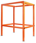Rock Solid Steel Tool Stand With Adjustable Leveling Feet For Router Tables And Table Saws No Sweat Setup Heavy Duty Workbench in orange finish.