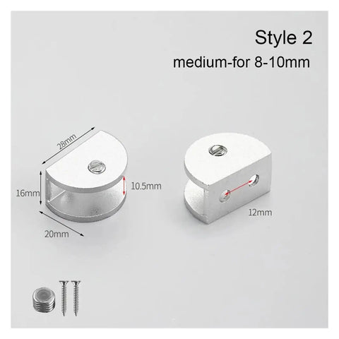 Beefy Zinc Alloy Cabinet Shelf Clips Twelve Pack Thickened Glass Clamp Holders for 6 to 12mm Display Racks, style 2 medium size