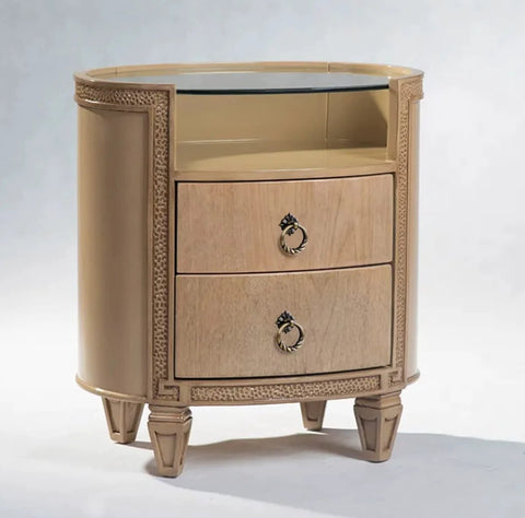 Two-drawer wooden cabinet with Retro Bronze Drop Ring Cabinet Pulls 12 Pack With Screws, adding elegance to home decor.