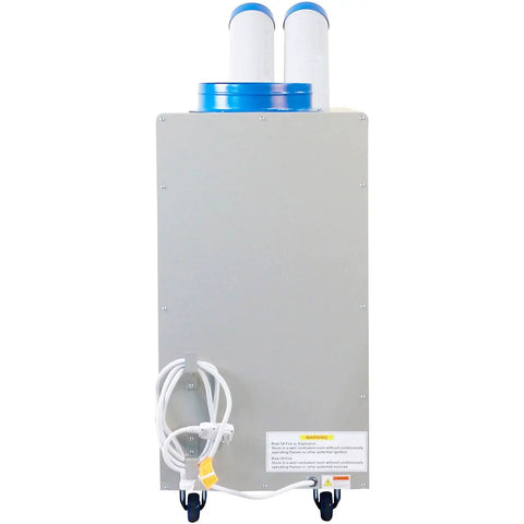 Back view of 16800 BTU Portable Air Conditioner With Washable Filters And Dual Cold Air Nozzles Cools Rooms Up To 440 Square Feet.