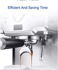 Close-up of Italian Semi Automatic Coffee Maker With Cappuccino Milk Frother and Steam Frothing Domestic Espresso Machine.