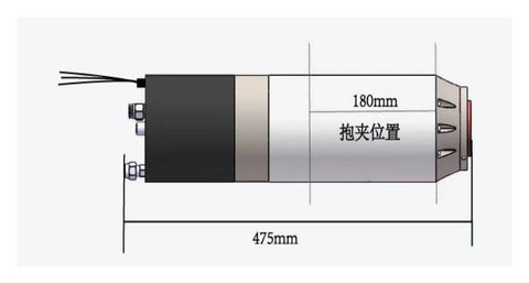 Professional Electric Spindle Motor Pairing Pneumatic Chuck Mount With CNC Router Systems Featuring Beefy Steel Casing 7500 Watt Horsepower And A Badass 24000 Rpm Spindle Rotation For Smooth Metal Cutting Jobs - 180mm width, 475mm length