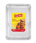 Top view of 12 disposable aluminum cookie sheets for baking and roasting, 16 by 11 inch, textured bottom for easy release, foil pans