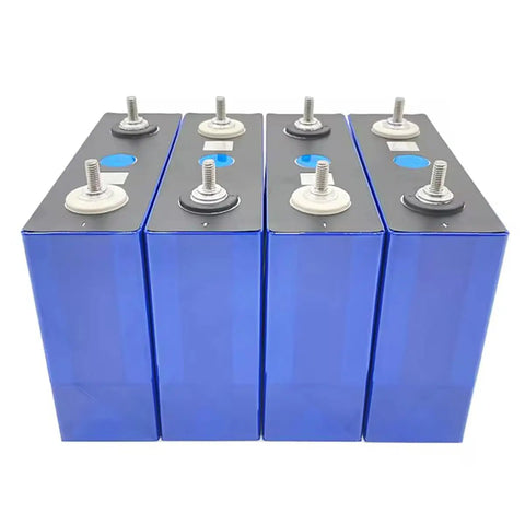 Straight Up Grade A LiFePO4 Battery Cell 100Ah 3.2V Deep Cycle Lithium Iron Phosphate Prismatic Module stacked side view.