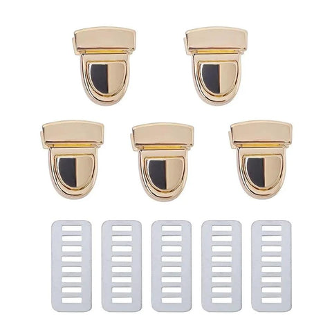Light Gold Metal Twist Lock Clasps For Purses Bags And Wallets 5 Piece Set Secure Purse Hardware For DIY Handbags Briefcases And Wallet Making Durable Finish And Easy Lock Mechanism