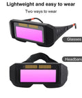 Badass Auto Darkening Welding Goggles with Instant Arc Sensing in glasses and headband styles for adjustable fit and comfort.