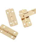 Top Shelf 10 Pack Gold Decorative Cabinet Hinges 37 X 17 Mm Slick Vintage Hardware for Jewelry Boxes, displayed from multiple angles.