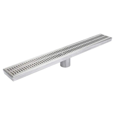 No Fuss 48 Inch Linear Shower Drain Grate With A Clean Square Hole Grid Built Tough Using 316 Marine Grade Stainless Steel.
