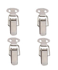 Four Spring Loaded Toggle Latches Four Pack Clasp Closures For Boxes Crates And Storage Cases With Quick Open Lever in stainless steel.