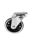 Close-up of a single caster from Five Piece Set Of 3 Inch PU Casters For Furniture Polyurethane Transparent Stem Wheels High Capacity