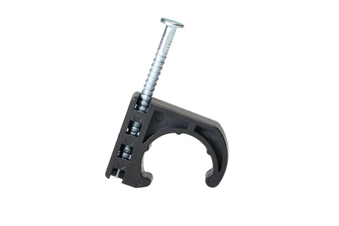 J Clamps For 1/2 Inch PEX Copper CPVC Tubing With Nail Tube Talons Pack Of 100, shown with integrated nail for easy installation.