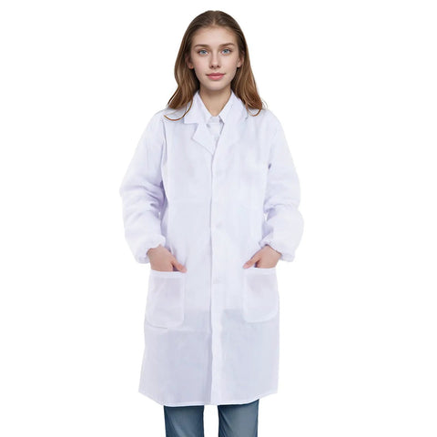 Breathable White Lab Coat Costume For Scientists And Docs Unisex Long Sleeve Adult Lab Coat For Halloween Cosplay Science Nurse Student Outfit Durable
