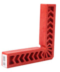 Red 90-degree angle clamp from Angle Clamps 4 Piece Set With Multi Scale For Woodworking And Carpenter Projects 90 Degree Positioners