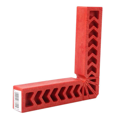 Red 90-degree angle clamp from Angle Clamps 4 Piece Set With Multi Scale For Woodworking And Carpenter Projects 90 Degree Positioners
