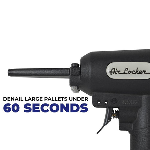 Heavy Duty Air Punch Nailer And Nail Remover Pro Grade Pneumatic Tool With One Quarter Inch NPT Air Inlet 80 120 PSI Drives And Pulls Ten To Twenty Gauge Nails Black Built For Pros And DIYers Framing Trim And Remodeling, side view highlighting front end and trigger