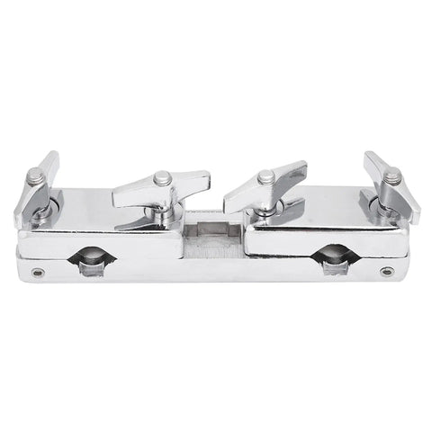 Heavy Duty Drum Set Clamp Holder For Cowbell Bracket With 12cm Rod, rock solid silver metal mount for percussionists, top view