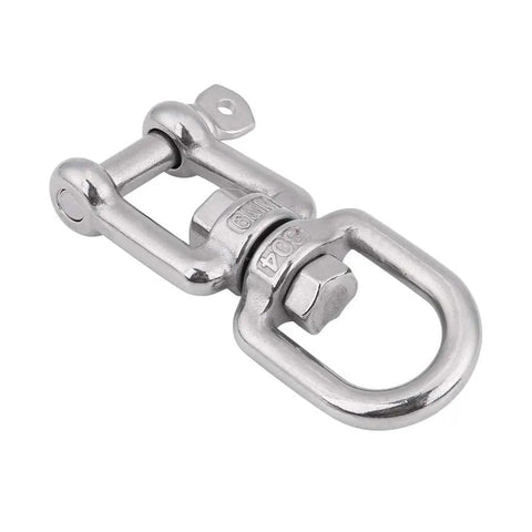 Built Like A Tank 304 Stainless Steel Swivel Shackle With Heavy Duty Snap Ring For Marine Gear And Industrial Rigging Rust Proof with 6mm size.