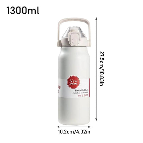 Insulated Stainless Steel Water Bottle 1300ml Leakproof Travel Cup That Keeps Drinks Hot Or Cold For All Day Hydration in creamy color