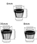 Six Piece Router Bit Collet Chuck Set With Six Millimeter Six Point Three Five Millimeter And Eight Millimeter Collets dimensions
