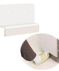Hands Free Cabinet Foot Pull For Trash Cans And Doors Universal Mounting Kit in use, white finish, installed under cabinet.