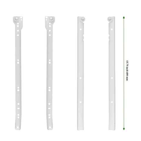 Tough As A Bull Heavy Duty 6 Pair 16 Inch Bottom Mount Drawer Slides Featuring Hella Smooth Self Closing Action Rust Resistant White Powder Coated Steel Tracks for Kitchen Or Bath Setup, shown in white.
