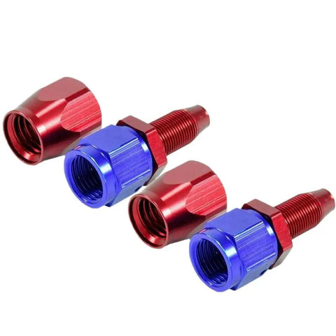 Ultra Durable AN4 Braided Fuel Hose Line Kit With Stainless Steel Fittings For Gas Oil Methanol And Brake Fluids In Zero 45 90 Degree Angles To Boost Your Ride Performance Today, red and blue fittings