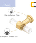 Close-up of Ultra Cool 3 Inch Crystal Clear Acrylic Drawer Pulls with Sleek Gold Accents showing gold finish and zinc alloy base