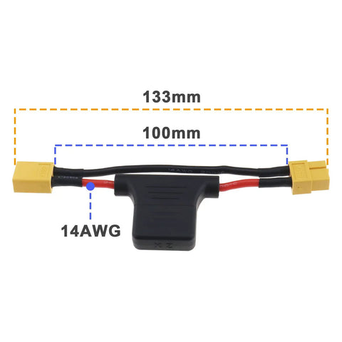 2 Pack XT60 Male To Female Extension Cables With 30A Fuse And 14AWG Silicone Wire For Electric Bikes Drones RC Cars Quadcopters And Battery Chargers Durable Heat Resistant Insulated Connectors