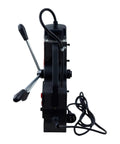 Side view of Heavy Duty Magnetic Drill Press For Steel Engineering Jobs with adjustable levers and DC power cord.