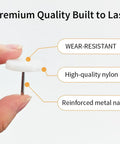 Top Shelf White Nylon Chair Leg Glides 24 Pack With Solid Metal Nails 1 Inch showing durable nylon and metal nail construction.