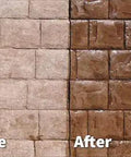 Before and after comparison of stamped concrete with Heavy Duty 25 Percent High Solids Styrene Acrylic Concrete Sealer.