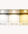 WKNHHL Recessed Lighting Housing Trim Kits White Downlight Led Embedded Ceiling Light showcasing white, natural, and warm light options.