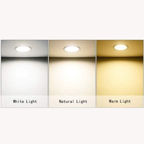 WKNHHL Recessed Lighting Housing Trim Kits White Downlight Led Embedded Ceiling Light showcasing white, natural, and warm light options.