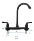JAKARDA RV Non-Metallic Kitchen Black Faucet Two Handle-8" Main Body-High Arch-360 Swivel, black design, side view.