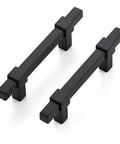 Matte Black Cabinet Pulls 30 Pack Stainless Steel 3 Inch Center To Center Drawer Handles, close-up showing two handles on white background